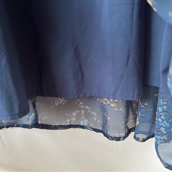 Neesees Dresses The Karlee Orange Creek Modest Maxi Chiffon Navy Floral Dress S - Picture 11 of 12